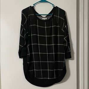 Maurices Black and Gray Grid Long Sleeve Top